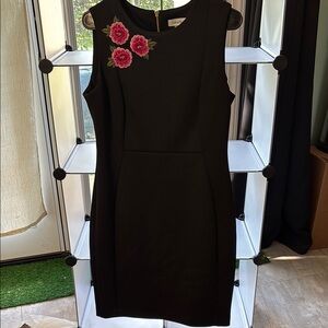Calvin Klein Black Dress with Pink Floral Detail